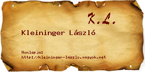 Kleininger László névjegykártya