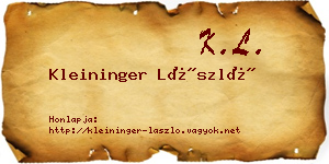 Kleininger László névjegykártya